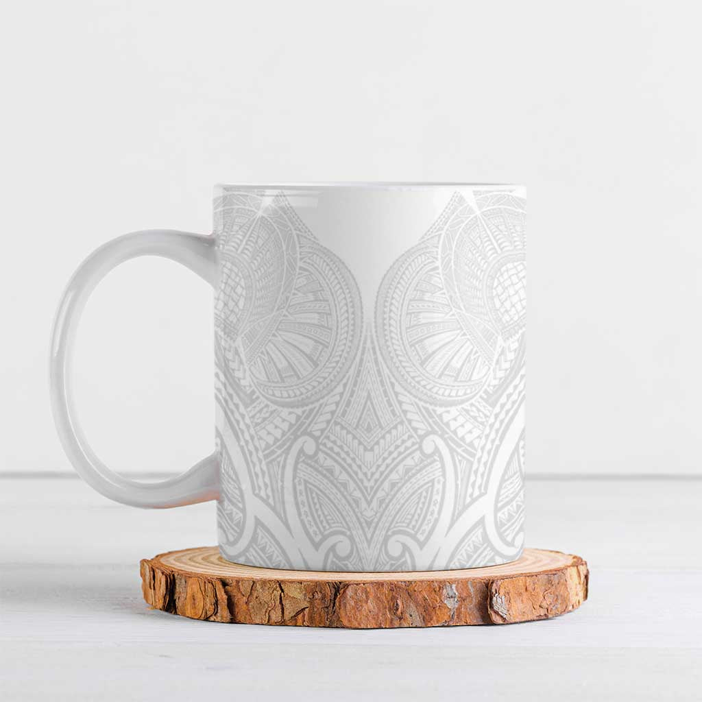 Samoan Traditional Art Tattoos Ceramic Mug Tatau Roman Reigns White Color LT03 White - Polynesian Pride