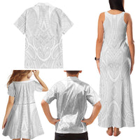 Samoan Traditional Art Tattoos Family Matching Tank Maxi Dress and Hawaiian Shirt Tatau Roman Reigns White Color LT03 - Polynesian Pride
