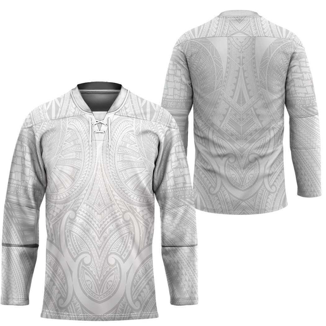 Samoan Traditional Art Tattoos Hockey Jersey Tatau Roman Reigns White Color LT03 - Polynesian Pride