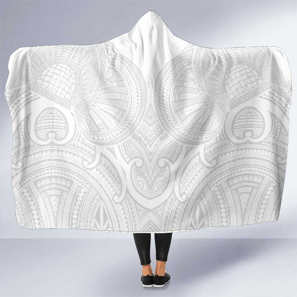 Samoan Traditional Art Tattoos Hooded Blanket Tatau Roman Reigns White Color LT03 One Size White - Polynesian Pride