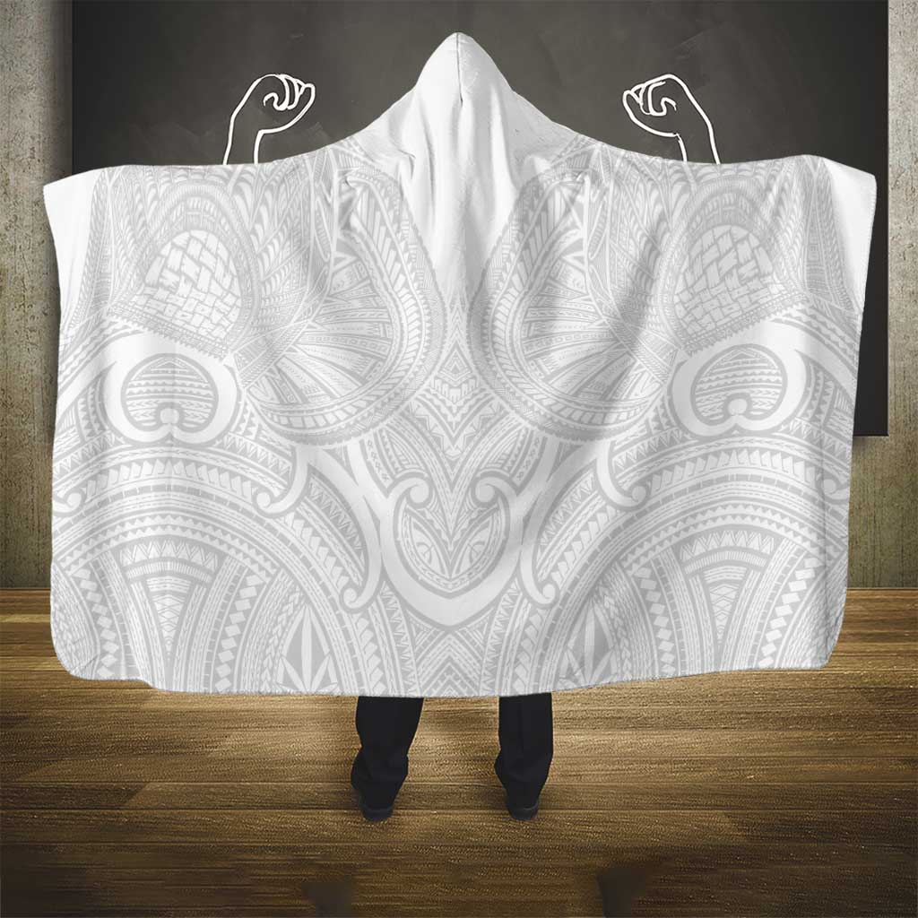 Samoan Traditional Art Tattoos Hooded Blanket Tatau Roman Reigns White Color LT03 - Polynesian Pride