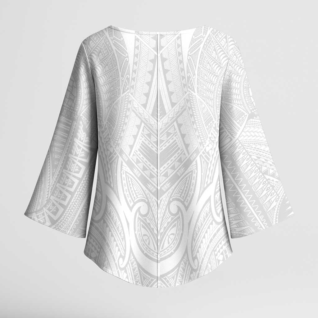 Samoan Traditional Art Tattoos Kimono Sleeve Blouse Tatau Roman Reigns White Color LT03 - Polynesian Pride