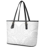 Samoan Traditional Art Tattoos Leather Tote Bag Tatau Roman Reigns White Color LT03 - Polynesian Pride