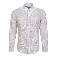 Samoan Traditional Art Tattoos Long Sleeve Button Shirt Tatau Roman Reigns White Color LT03 Unisex White - Polynesian Pride