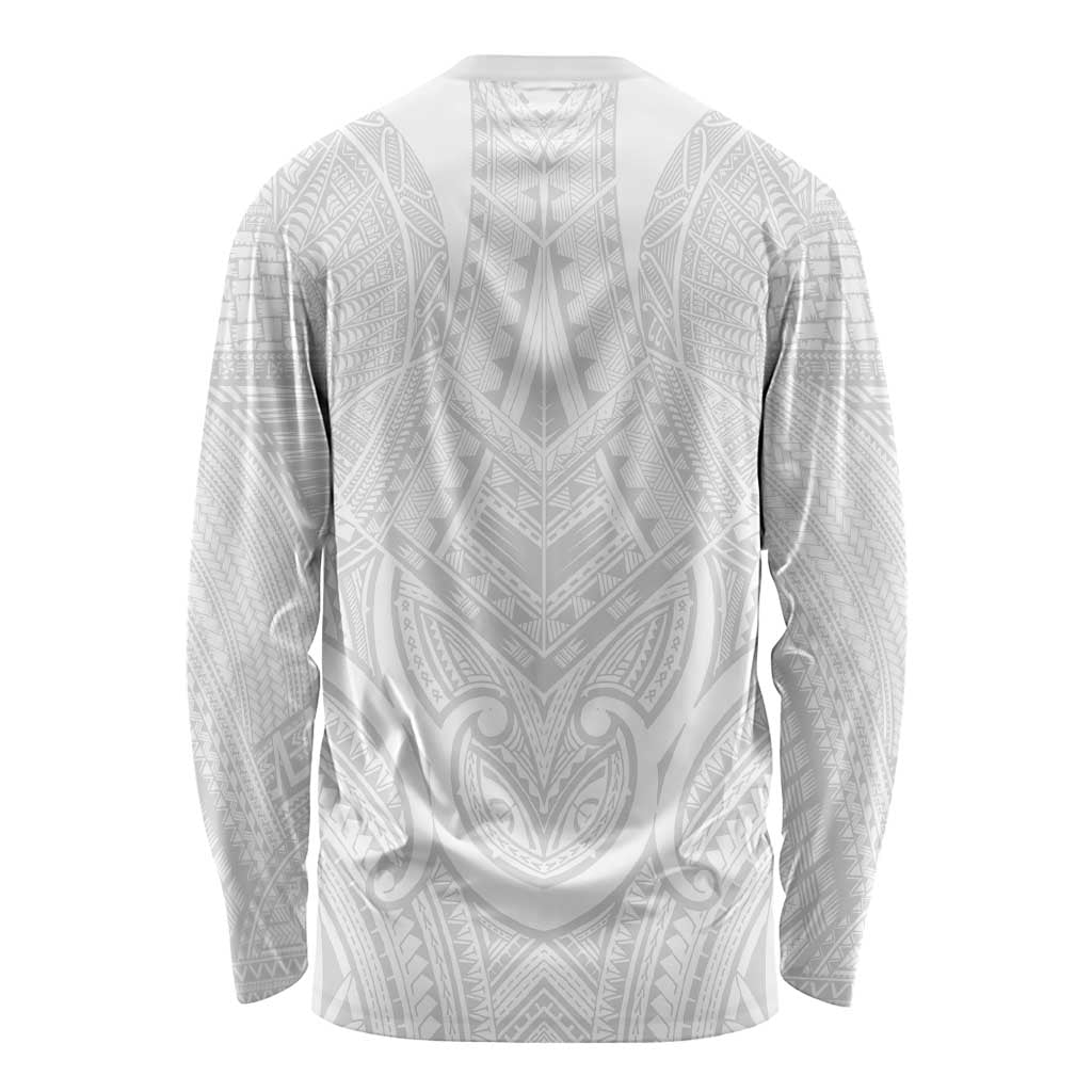 Samoan Traditional Art Tattoos Long Sleeve Shirt Tatau Roman Reigns White Color LT03 - Polynesian Pride