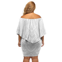 Samoan Traditional Art Tattoos Off Shoulder Short Dress Tatau Roman Reigns White Color LT03 - Polynesian Pride