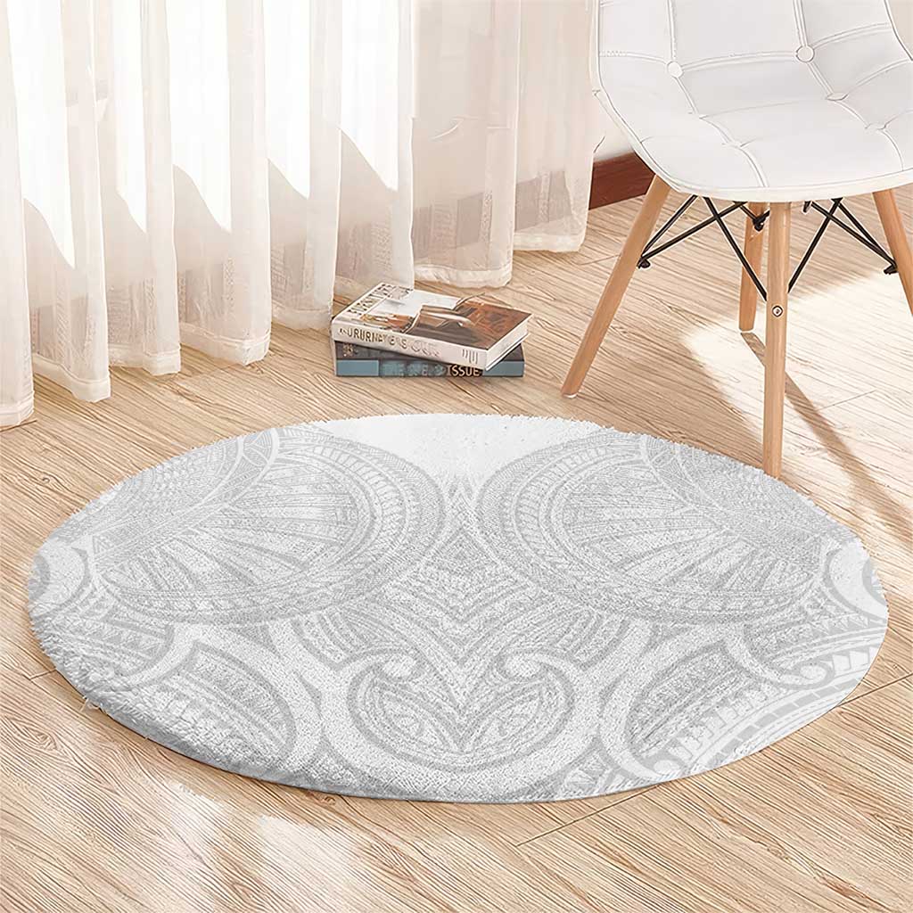 Samoan Traditional Art Tattoos Round Carpet Tatau Roman Reigns White Color - Polynesian Pride