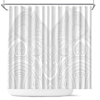 Samoan Traditional Art Tattoos Shower Curtain Tatau Roman Reigns White Color LT03 White - Polynesian Pride