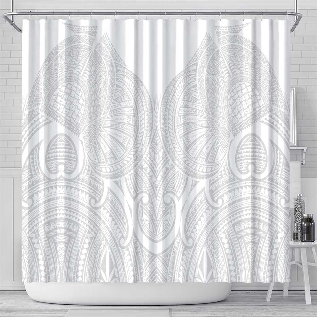 Samoan Traditional Art Tattoos Shower Curtain Tatau Roman Reigns White Color LT03 - Polynesian Pride