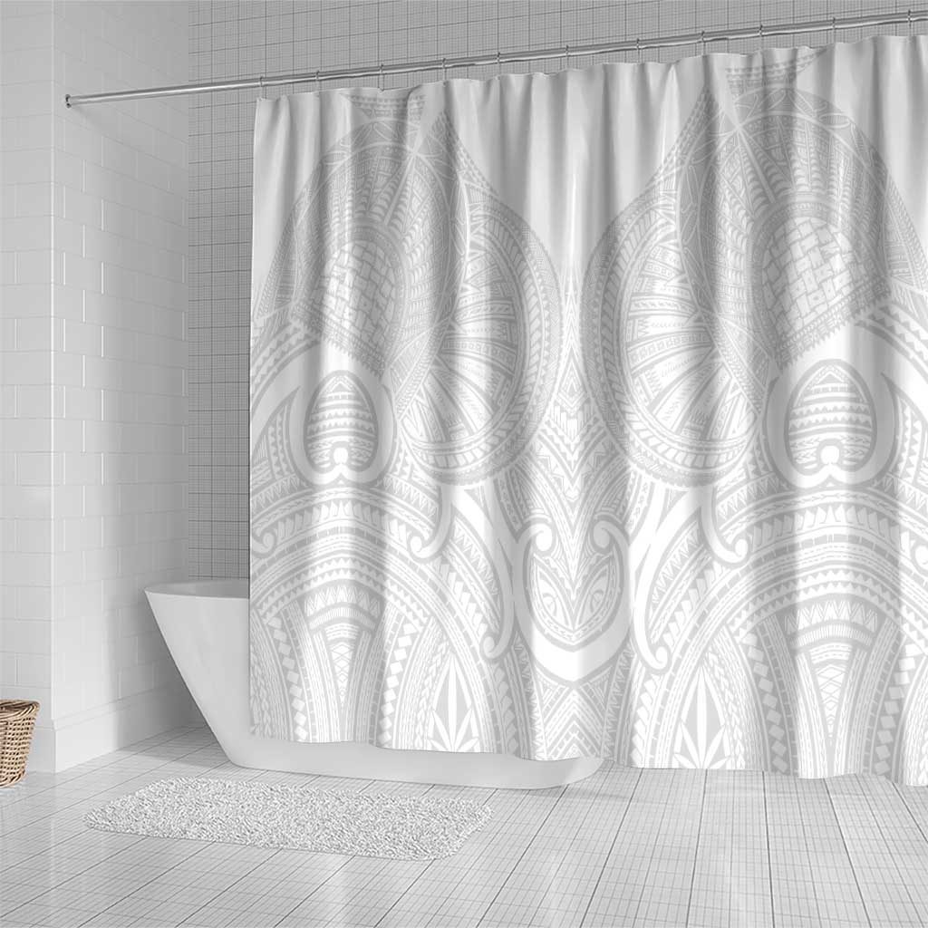 Samoan Traditional Art Tattoos Shower Curtain Tatau Roman Reigns White Color LT03 - Polynesian Pride