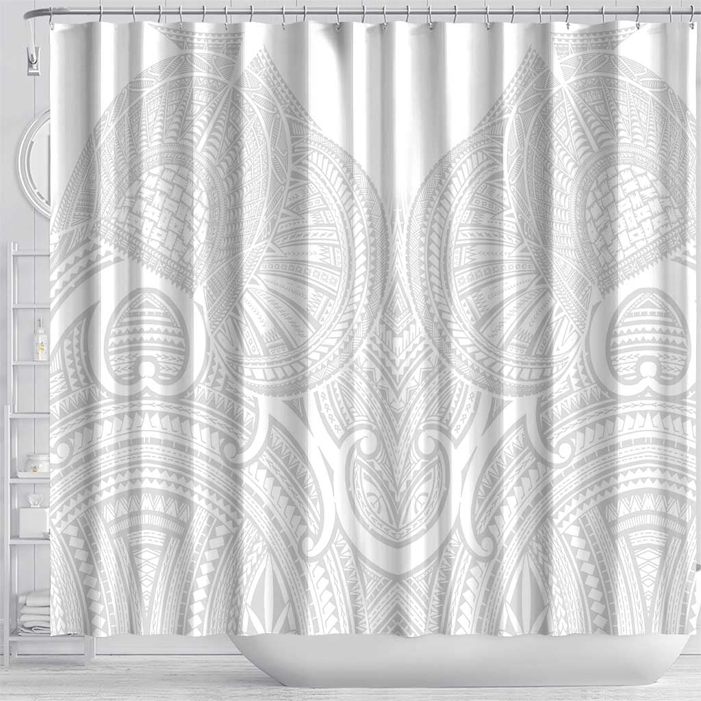 Samoan Traditional Art Tattoos Shower Curtain Tatau Roman Reigns White Color LT03 - Polynesian Pride
