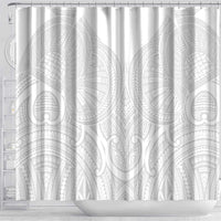 Samoan Traditional Art Tattoos Shower Curtain Tatau Roman Reigns White Color LT03 - Polynesian Pride