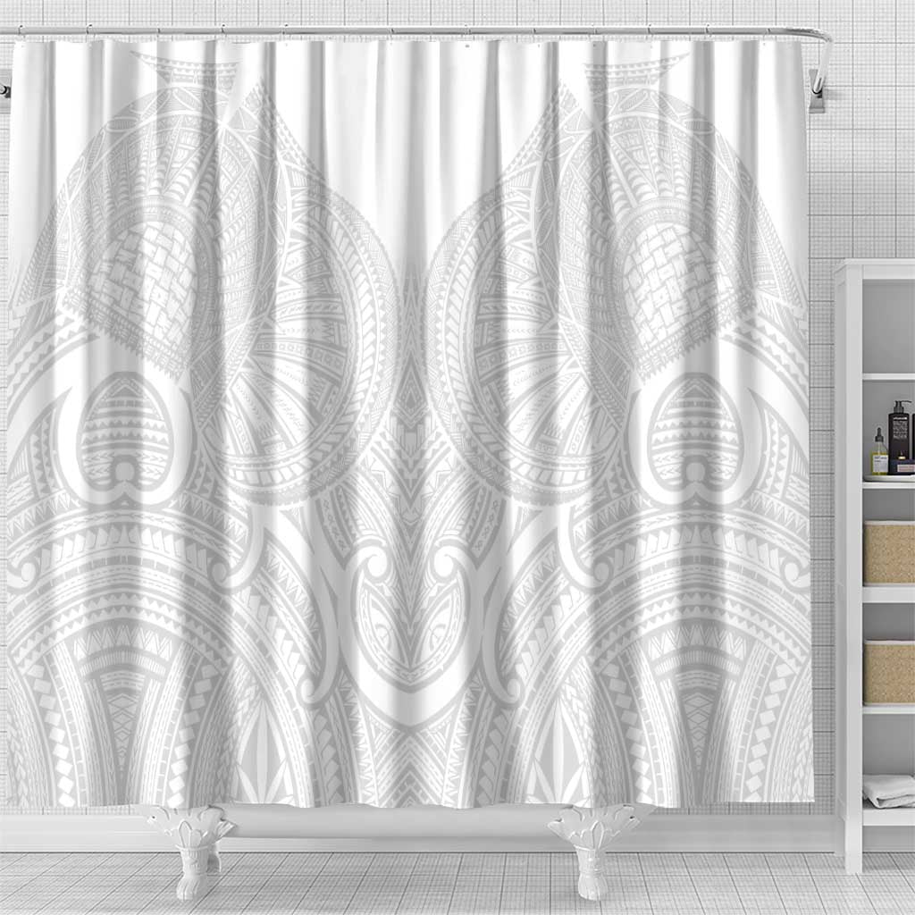 Samoan Traditional Art Tattoos Shower Curtain Tatau Roman Reigns White Color LT03 - Polynesian Pride