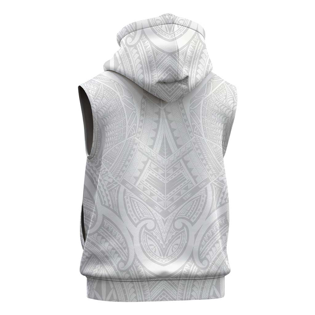 Samoan Traditional Art Tattoos Sleeveless Hoodie Tatau Roman Reigns White Color LT03 - Polynesian Pride