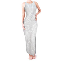 Samoan Traditional Art Tattoos Tank Maxi Dress Tatau Roman Reigns White Color LT03 Women White - Polynesian Pride