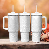 Samoan Traditional Art Tattoos Tumbler With Handle Tatau Roman Reigns White Color LT03 - Polynesian Pride
