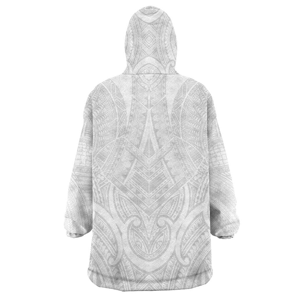 Samoan Traditional Art Tattoos Wearable Blanket Hoodie Tatau Roman Reigns White Color LT03 - Polynesian Pride