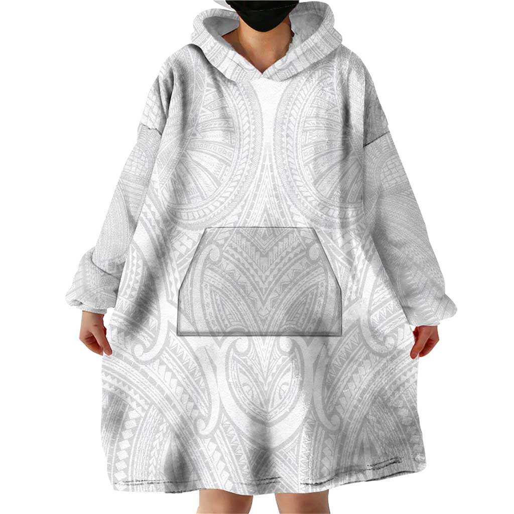 Samoan Traditional Art Tattoos Wearable Blanket Hoodie Tatau Roman Reigns White Color LT03 - Polynesian Pride