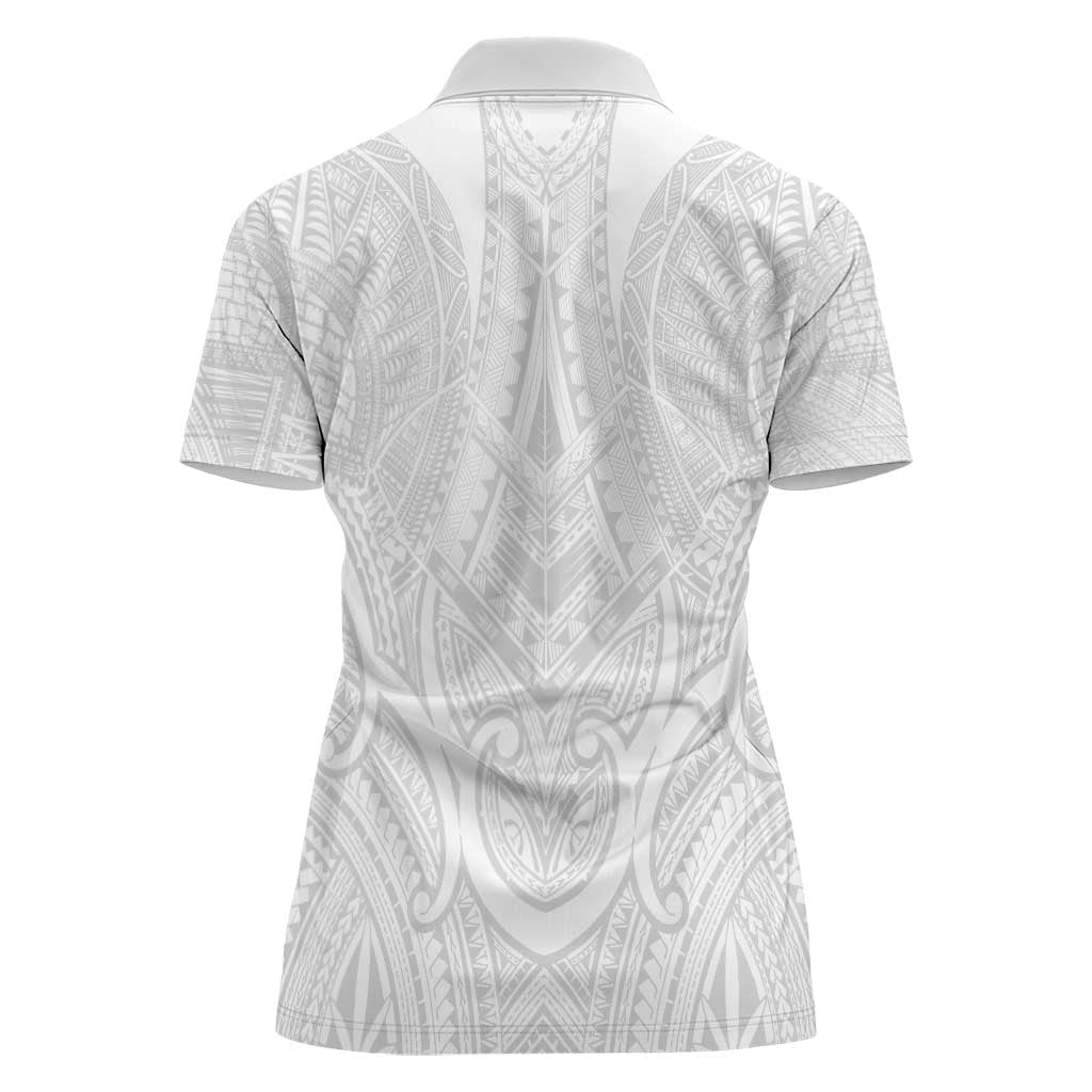 Samoan Traditional Art Tattoos Women Polo Shirt Tatau Roman Reigns White Color - Polynesian Pride