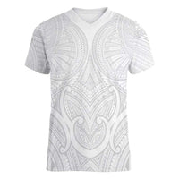 Samoan Traditional Art Tattoos Women V-Neck T-Shirt Tatau Roman Reigns White Color LT03 Female White - Polynesian Pride