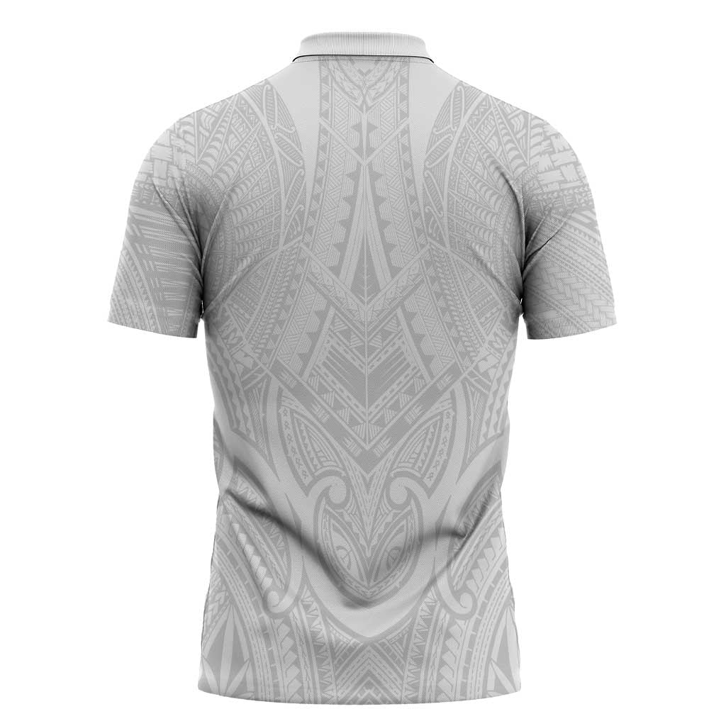Samoan Traditional Art Tattoos Zipper Polo Shirt Tatau Roman Reigns White Color LT03 - Polynesian Pride