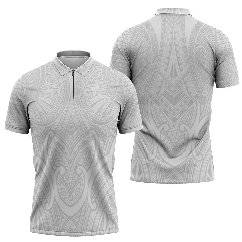 Samoan Traditional Art Tattoos Zipper Polo Shirt Tatau Roman Reigns White Color LT03 - Polynesian Pride