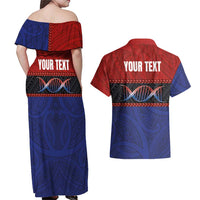 Personalised Samoan DNA-Proud of Samoa Couples Matching Off Shoulder Maxi Dress and Hawaiian Shirt Polynesian Patterns - Polynesian Pride