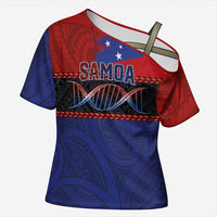 Personalised Samoan DNA-Proud of Samoa Cross Shoulder Shirt Polynesian Patterns LT03 Female Multicolor - Polynesian Pride