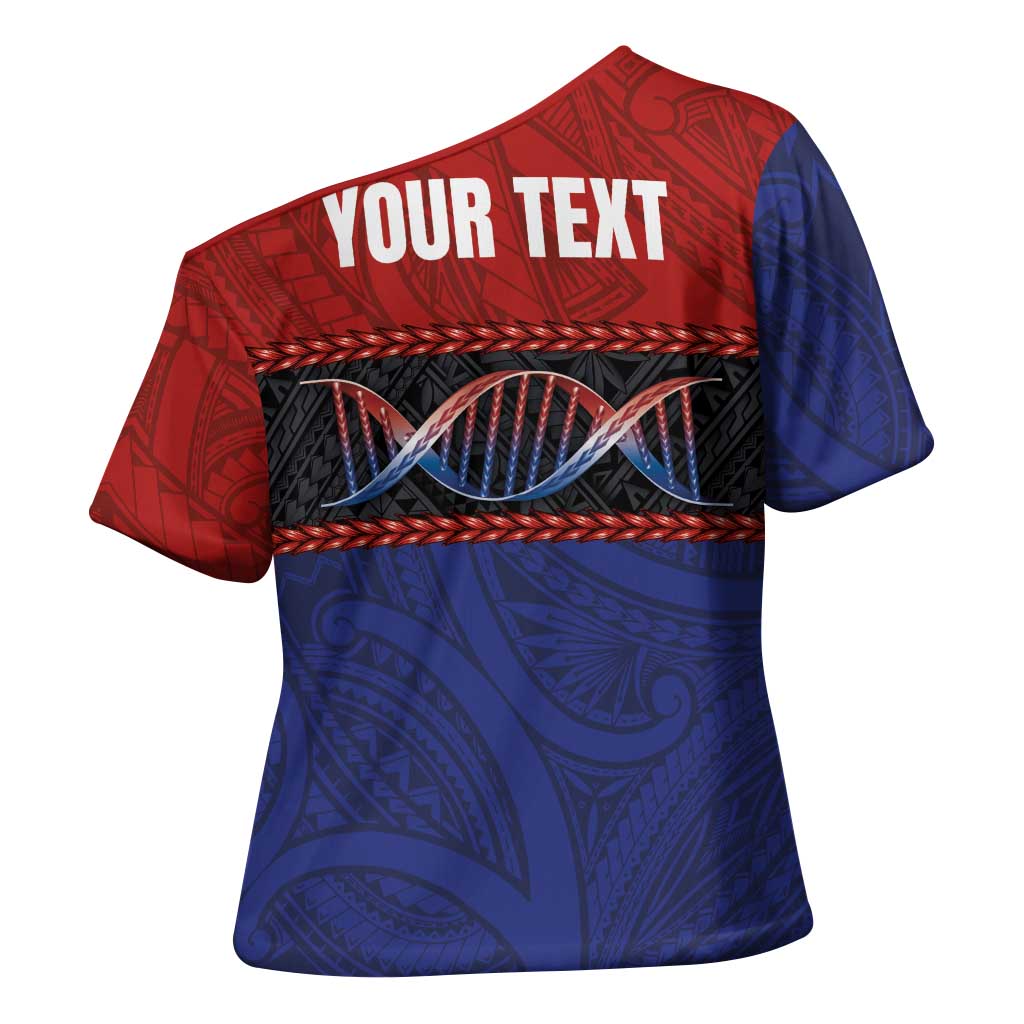 Personalised Samoan DNA-Proud of Samoa Cross Shoulder Shirt Polynesian Patterns LT03 - Polynesian Pride