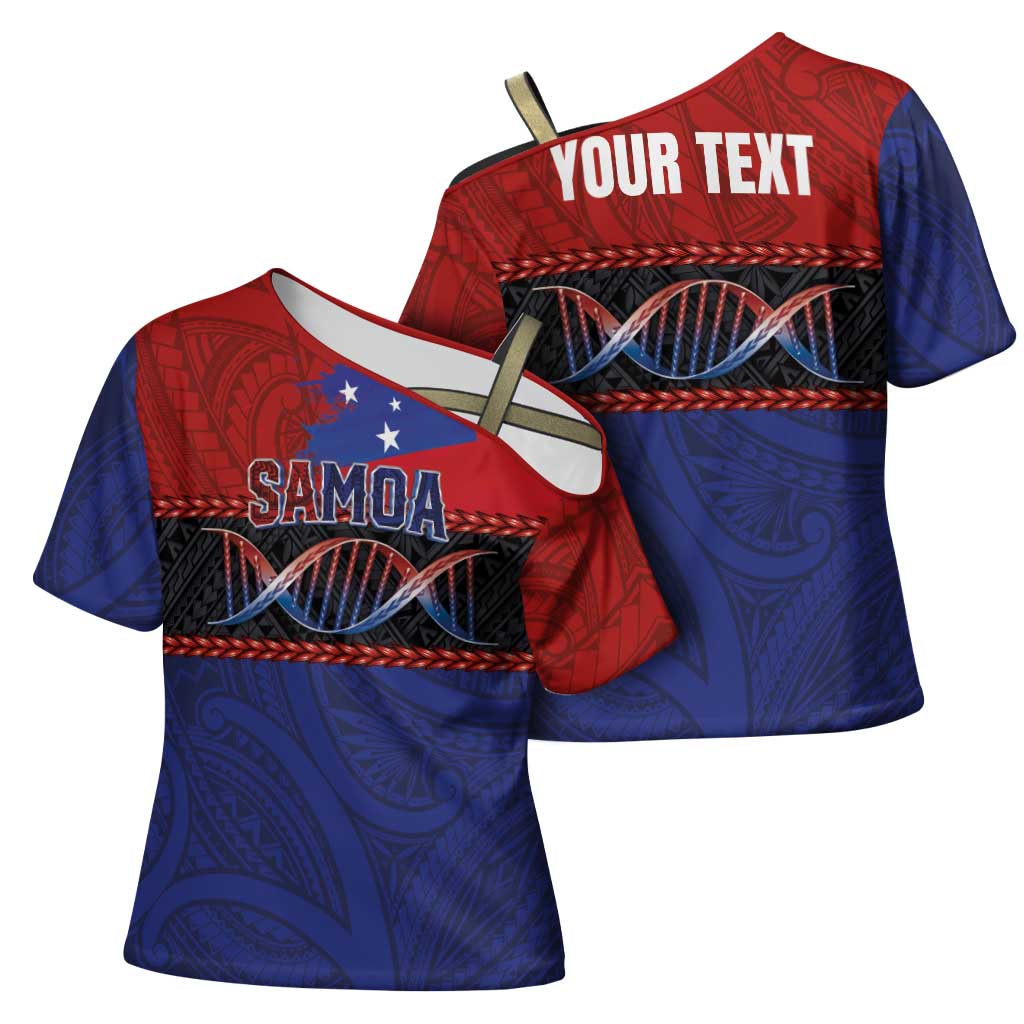 Personalised Samoan DNA-Proud of Samoa Cross Shoulder Shirt Polynesian Patterns LT03 - Polynesian Pride