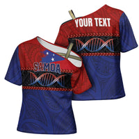 Personalised Samoan DNA-Proud of Samoa Cross Shoulder Shirt Polynesian Patterns LT03 - Polynesian Pride