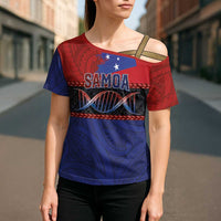 Personalised Samoan DNA-Proud of Samoa Cross Shoulder Shirt Polynesian Patterns LT03 - Polynesian Pride