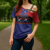 Personalised Samoan DNA-Proud of Samoa Cross Shoulder Shirt Polynesian Patterns LT03 - Polynesian Pride
