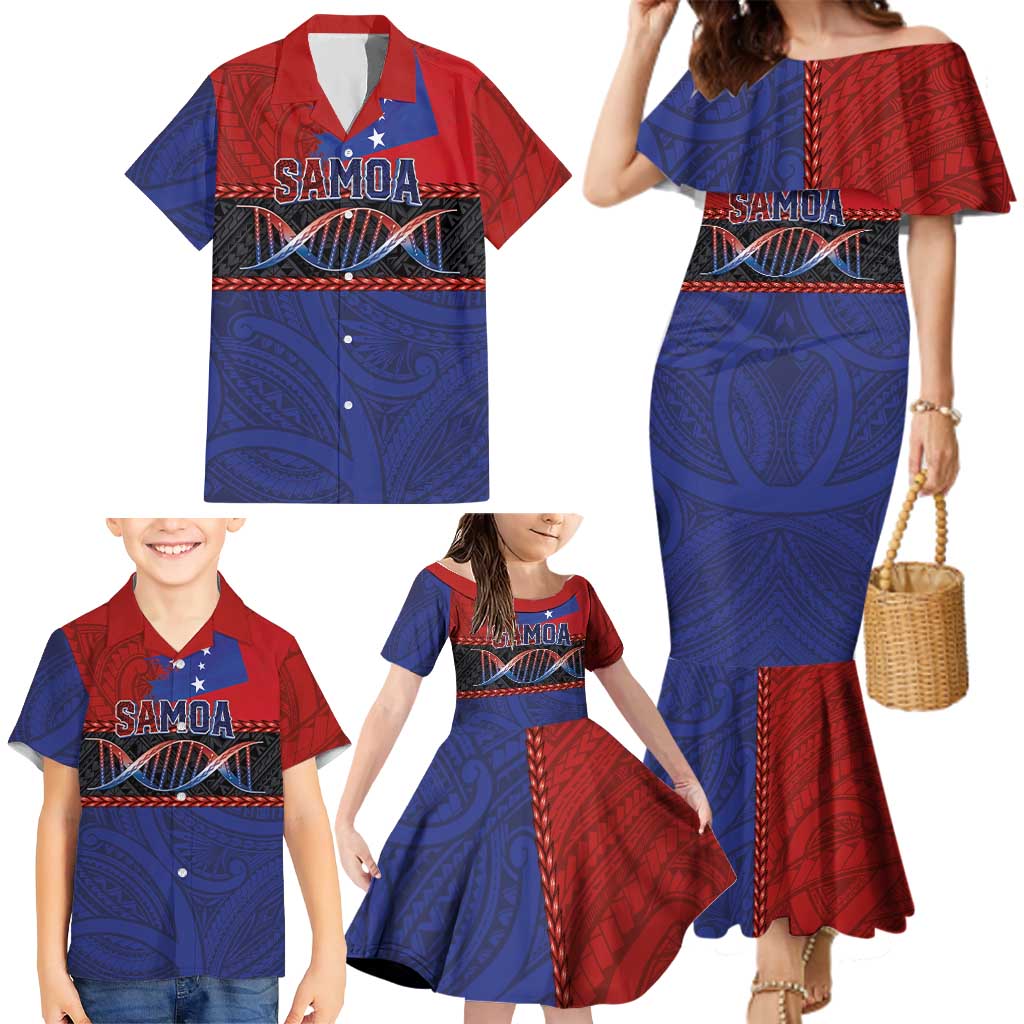 Personalised Samoan DNA-Proud of Samoa Family Matching Mermaid Dress and Hawaiian Shirt Polynesian Patterns LT03 - Polynesian Pride