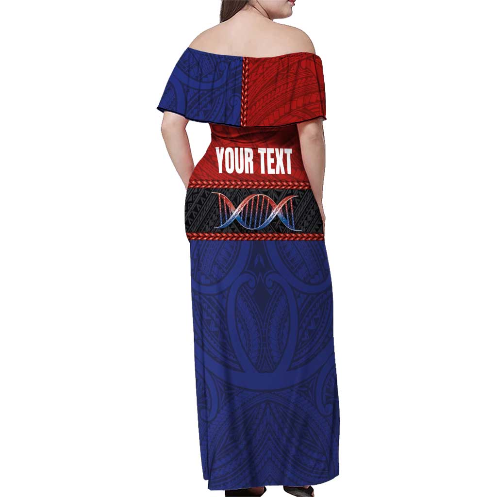 Personalised Samoan DNA-Proud of Samoa Family Matching Off Shoulder Maxi Dress and Hawaiian Shirt Polynesian Patterns LT03 - Polynesian Pride