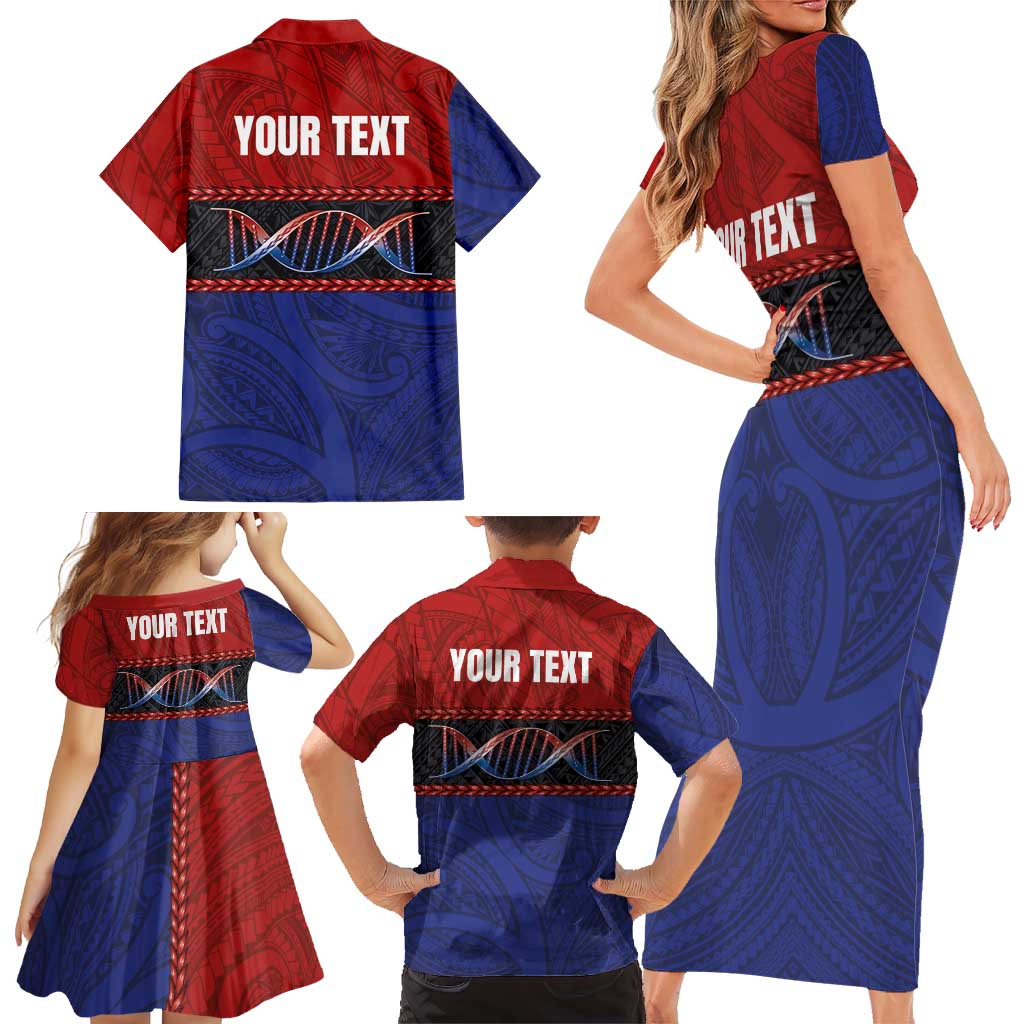Personalised Samoan DNA-Proud of Samoa Family Matching Short Sleeve Bodycon Dress and Hawaiian Shirt Polynesian Patterns LT03 - Polynesian Pride