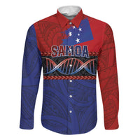 Personalised Samoan DNA-Proud of Samoa Family Matching Short Sleeve Bodycon Dress and Hawaiian Shirt Polynesian Patterns LT03 Dad's Shirt - Long Sleeve Multicolor - Polynesian Pride