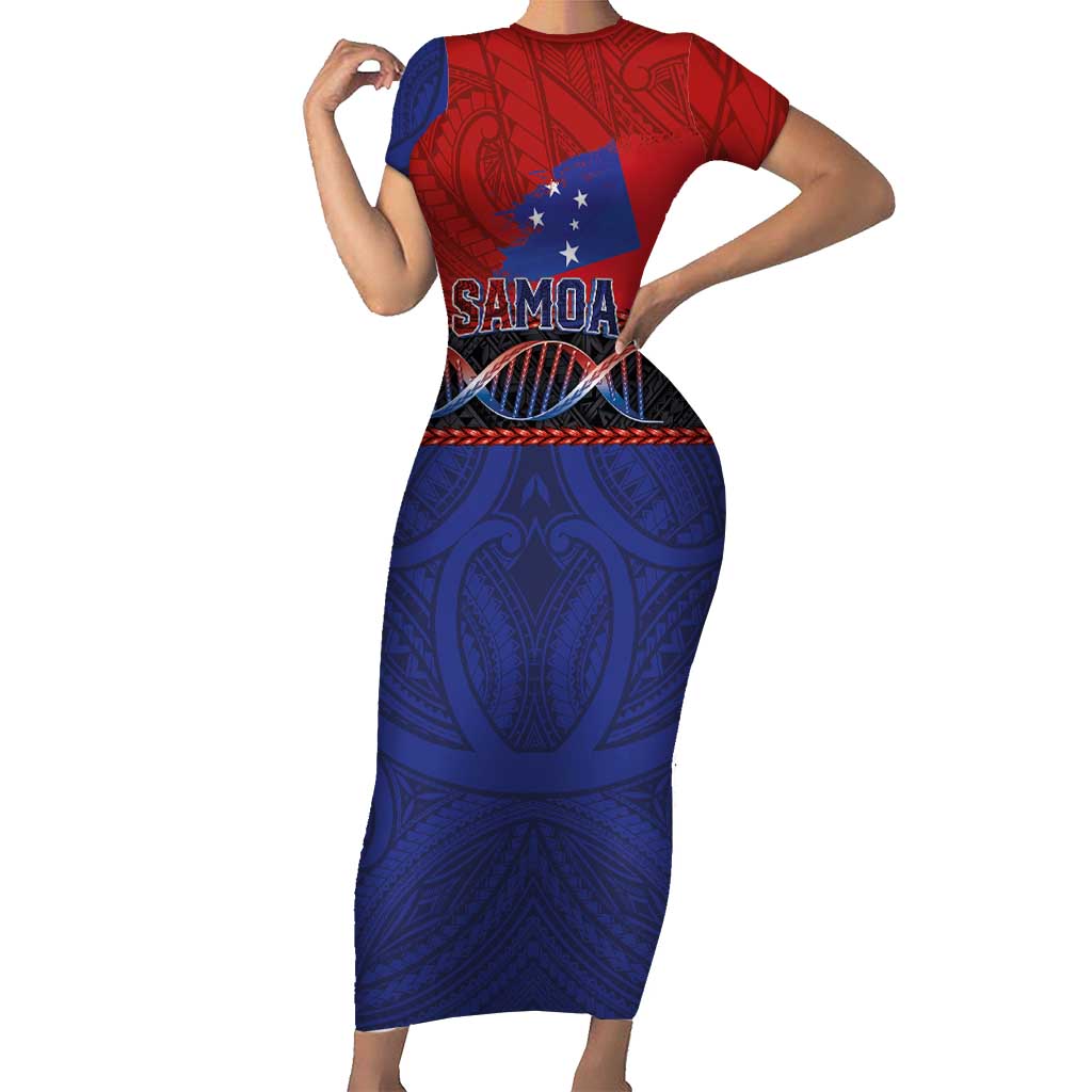 Personalised Samoan DNA-Proud of Samoa Family Matching Short Sleeve Bodycon Dress and Hawaiian Shirt Polynesian Patterns LT03 Mom's Dress Multicolor - Polynesian Pride