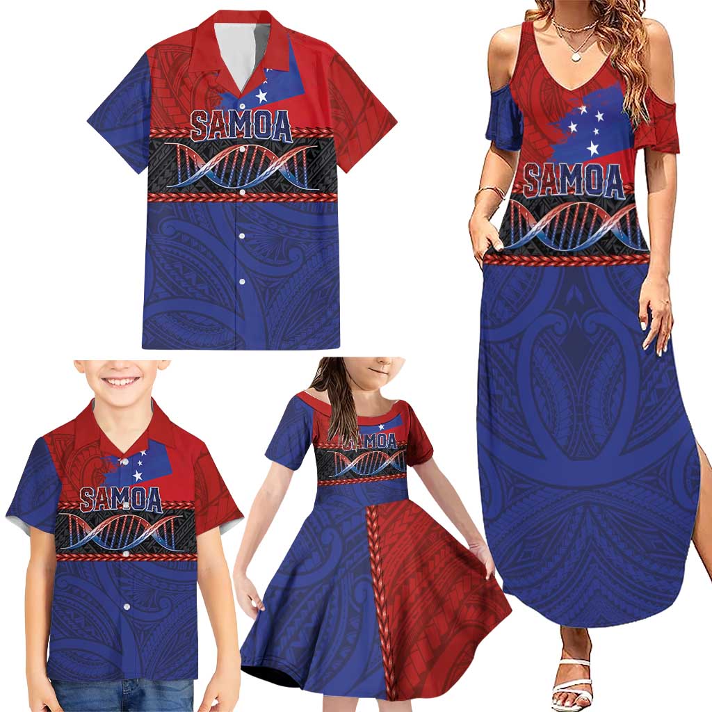 Personalised Samoan DNA-Proud of Samoa Family Matching Summer Maxi Dress and Hawaiian Shirt Polynesian Patterns LT03 - Polynesian Pride