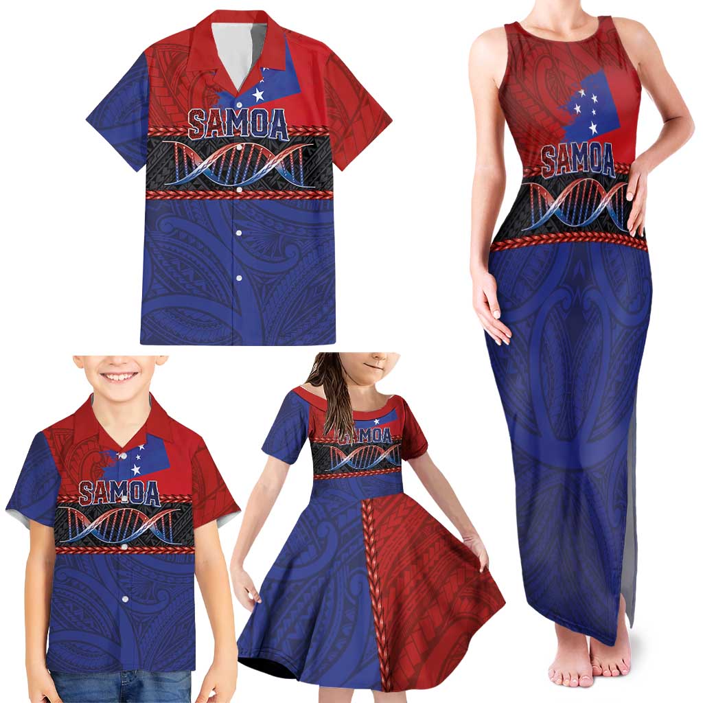 Personalised Samoan DNA-Proud of Samoa Family Matching Tank Maxi Dress and Hawaiian Shirt Polynesian Patterns - Polynesian Pride