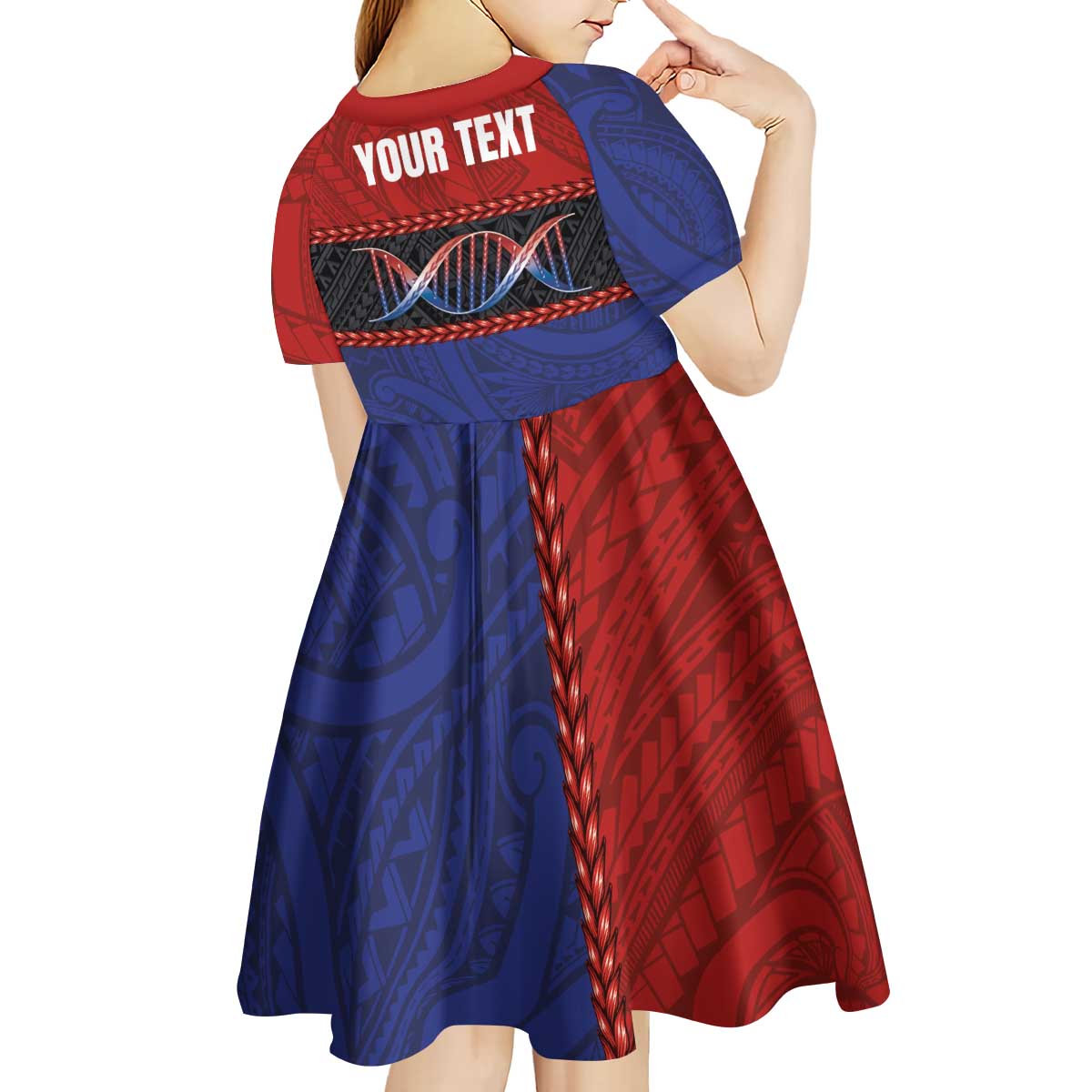 Personalised Samoan DNA-Proud of Samoa Kid Short Sleeve Dress Polynesian Patterns - Polynesian Pride
