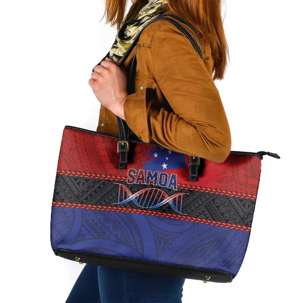 Samoan DNA-Proud of Samoa Leather Tote Bag Polynesian Patterns - Polynesian Pride