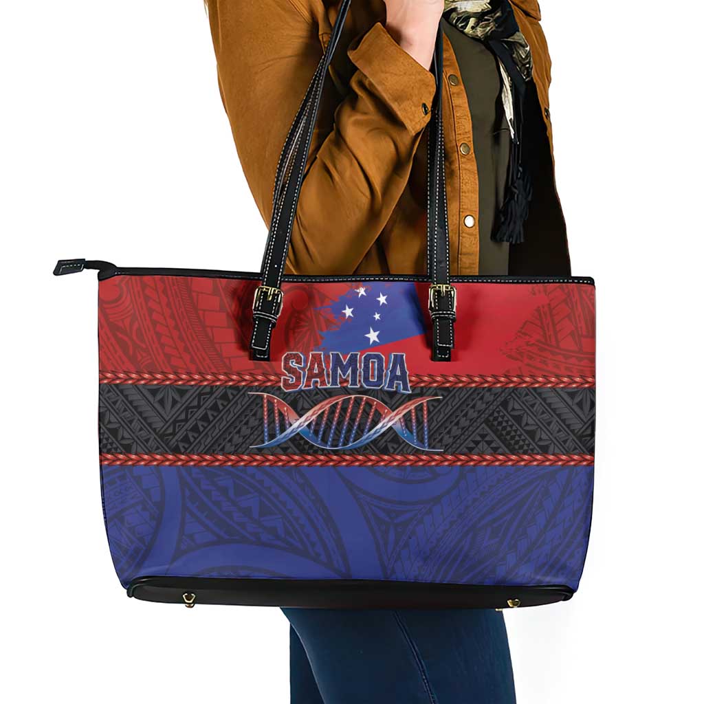 Samoan DNA-Proud of Samoa Leather Tote Bag Polynesian Patterns - Polynesian Pride