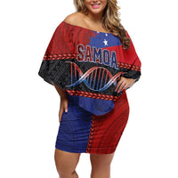 Personalised Samoan DNA-Proud of Samoa Off Shoulder Short Dress Polynesian Patterns LT03 Women Multicolor - Polynesian Pride