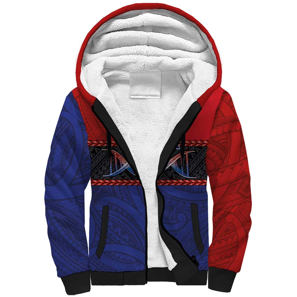 Personalised Samoan DNA-Proud of Samoa Sherpa Hoodie Polynesian Patterns - Polynesian Pride