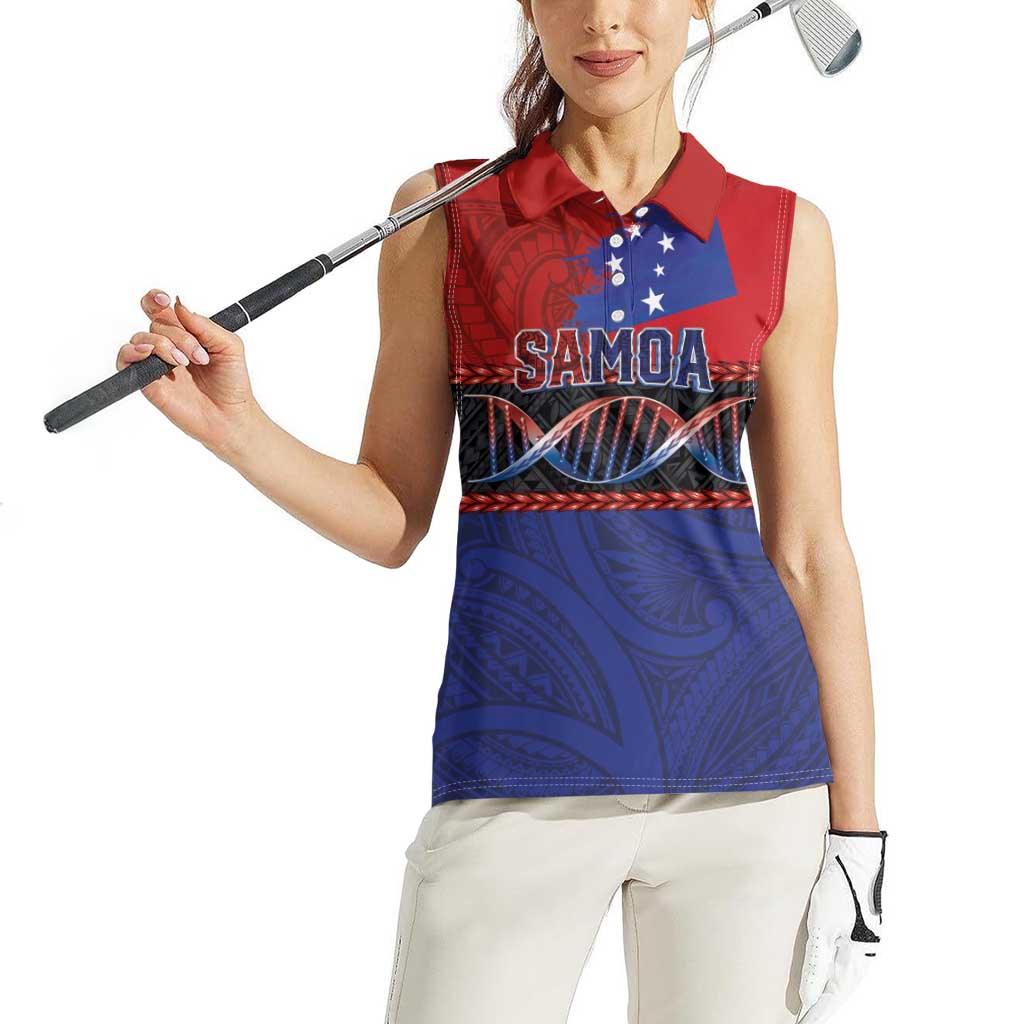 Personalised Samoan DNA-Proud of Samoa Women Sleeveless Polo Shirt Polynesian Patterns - Polynesian Pride