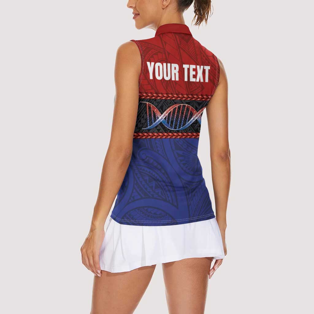 Personalised Samoan DNA-Proud of Samoa Women Sleeveless Polo Shirt Polynesian Patterns - Polynesian Pride