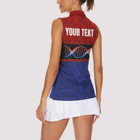 Personalised Samoan DNA-Proud of Samoa Women Sleeveless Polo Shirt Polynesian Patterns - Polynesian Pride