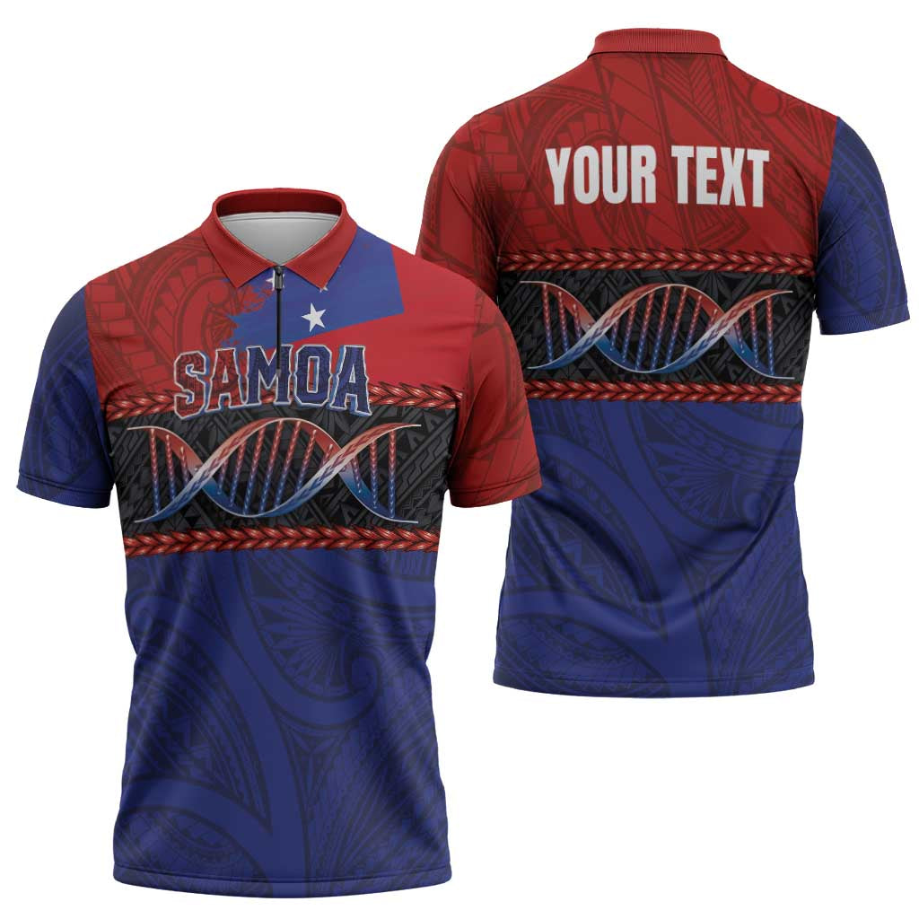 Personalised Samoan DNA-Proud of Samoa Zipper Polo Shirt Polynesian Patterns - Polynesian Pride