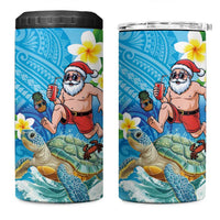 Polynesian Merry Christmas 4 in 1 Can Cooler Tumbler Funny Santa with Sea Turtle Beach Plumeria LT03 One Size: 16 oz Multicolor - Polynesian Pride